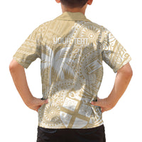 Custom Indo Fijians Family Matching Summer Maxi Dress and Hawaiian Shirt Fiji ke Hindustani Polyneisan Paisley Beige Style LT9 - Polynesian Pride