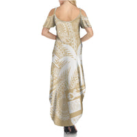Custom Indo Fijians Family Matching Summer Maxi Dress and Hawaiian Shirt Fiji ke Hindustani Polyneisan Paisley Beige Style LT9 - Polynesian Pride