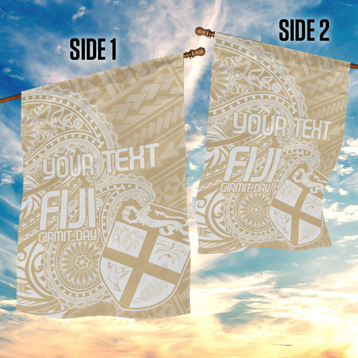 Custom Indo Fijians Garden Flag Fiji ke Hindustani Polyneisan Paisley Beige Style LT9 - Polynesian Pride