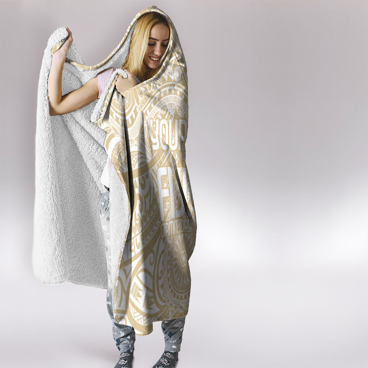 Custom Indo Fijians Hooded Blanket Fiji ke Hindustani Polyneisan Paisley Beige Style LT9 - Polynesian Pride