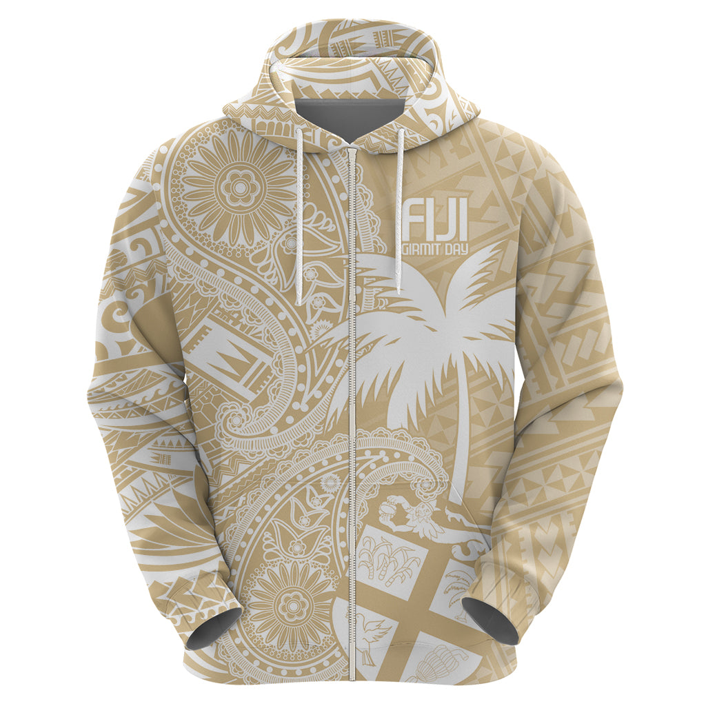 Custom Indo Fijians Hoodie Fiji ke Hindustani Polyneisan Paisley Beige Style LT9 - Polynesian Pride
