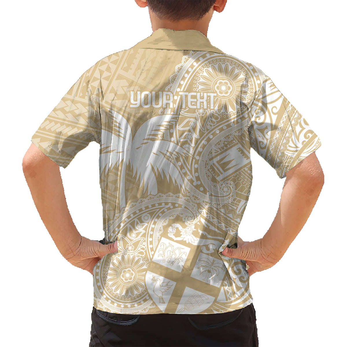 Custom Indo Fijians Kid Hawaiian Shirt Fiji ke Hindustani Polyneisan Paisley Beige Style LT9 - Polynesian Pride