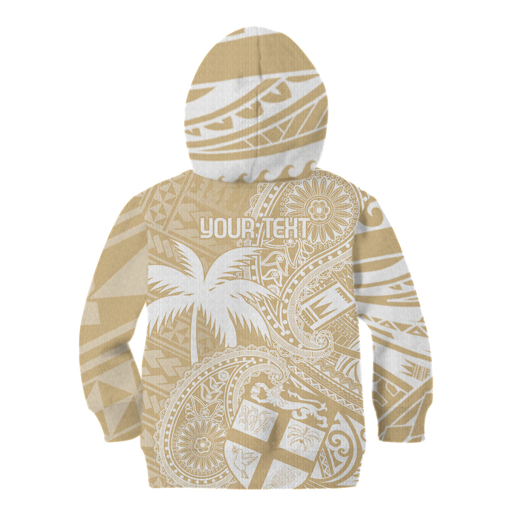 Custom Indo Fijians Kid Hoodie Fiji ke Hindustani Polyneisan Paisley Beige Style LT9 - Polynesian Pride