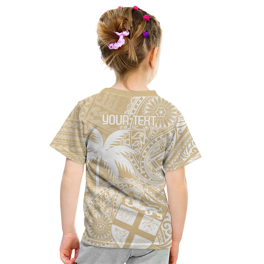 Custom Indo Fijians Kid T Shirt Fiji ke Hindustani Polyneisan Paisley Beige Style LT9 - Polynesian Pride