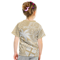 Custom Indo Fijians Kid T Shirt Fiji ke Hindustani Polyneisan Paisley Beige Style LT9 - Polynesian Pride
