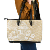 Custom Indo Fijians Leather Tote Bag Fiji ke Hindustani Polyneisan Paisley Beige Style LT9 - Polynesian Pride