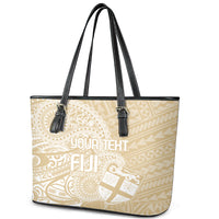 Custom Indo Fijians Leather Tote Bag Fiji ke Hindustani Polyneisan Paisley Beige Style LT9 - Polynesian Pride