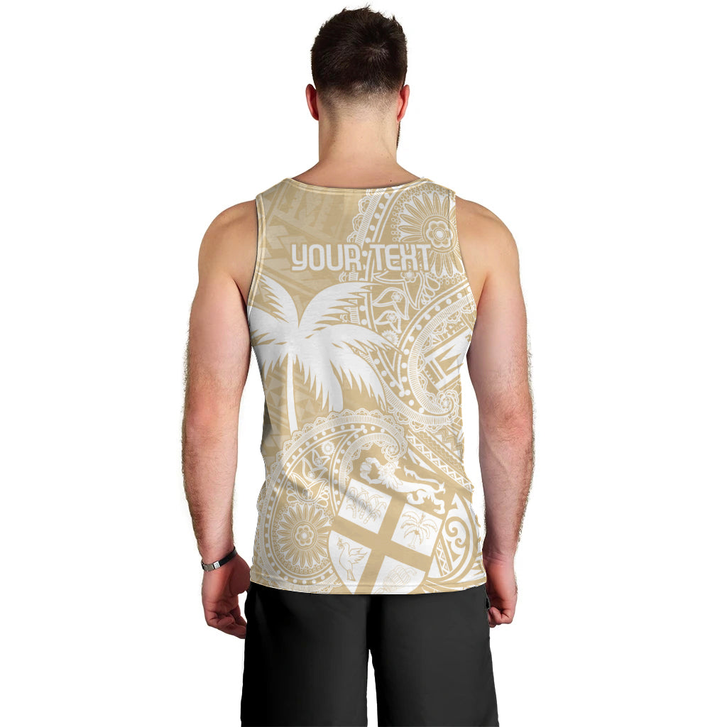 Custom Indo Fijians Men Tank Top Fiji ke Hindustani Polyneisan Paisley Beige Style LT9 - Polynesian Pride