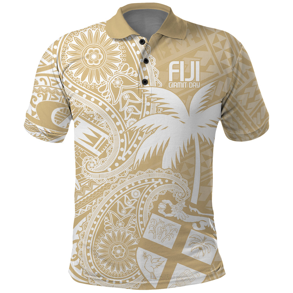Custom Indo Fijians Polo Shirt Fiji ke Hindustani Polyneisan Paisley Beige Style LT9 Beige - Polynesian Pride