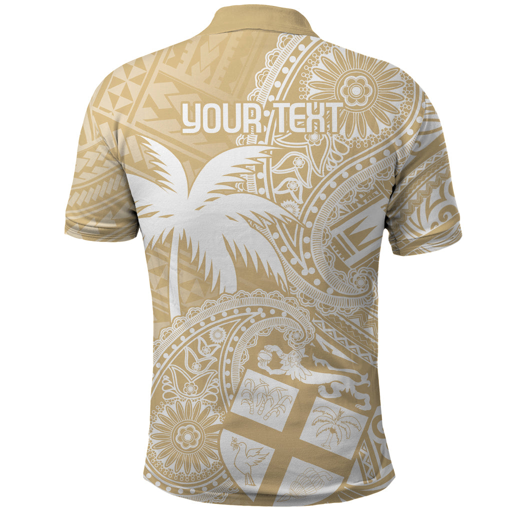 Custom Indo Fijians Polo Shirt Fiji ke Hindustani Polyneisan Paisley Beige Style LT9 - Polynesian Pride