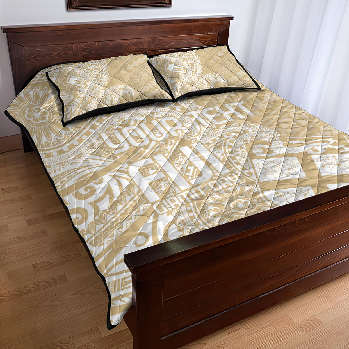 Custom Indo Fijians Quilt Bed Set Fiji ke Hindustani Polyneisan Paisley Beige Style