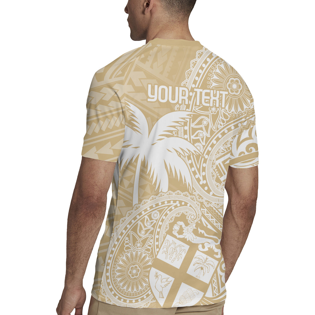 Custom Indo Fijians Rugby Jersey Fiji ke Hindustani Polyneisan Paisley Beige Style LT9 - Polynesian Pride