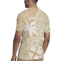 Custom Indo Fijians Rugby Jersey Fiji ke Hindustani Polyneisan Paisley Beige Style LT9 - Polynesian Pride