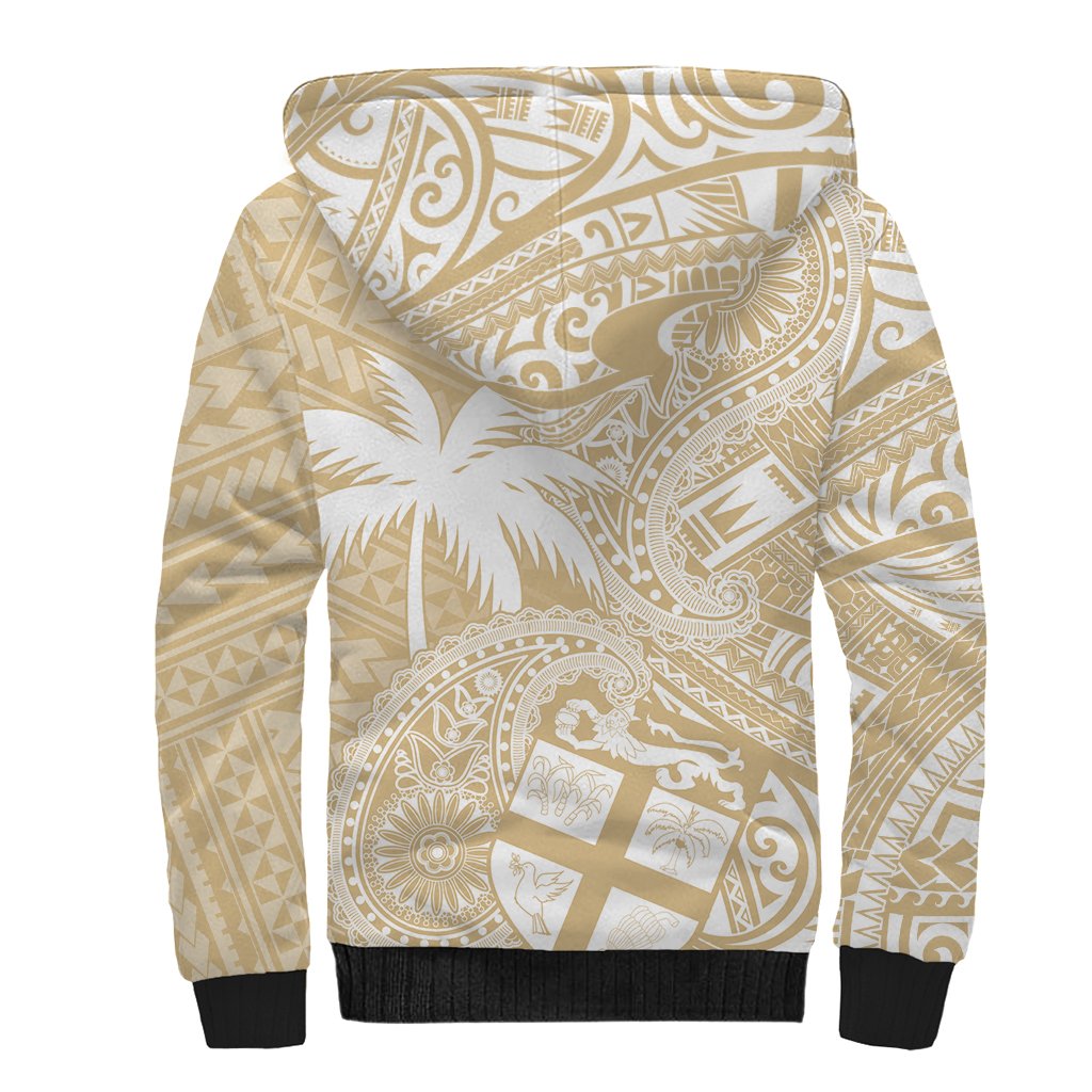 Custom Indo Fijians Sherpa Hoodie Fiji ke Hindustani Polyneisan Paisley Beige Style LT9 - Polynesian Pride