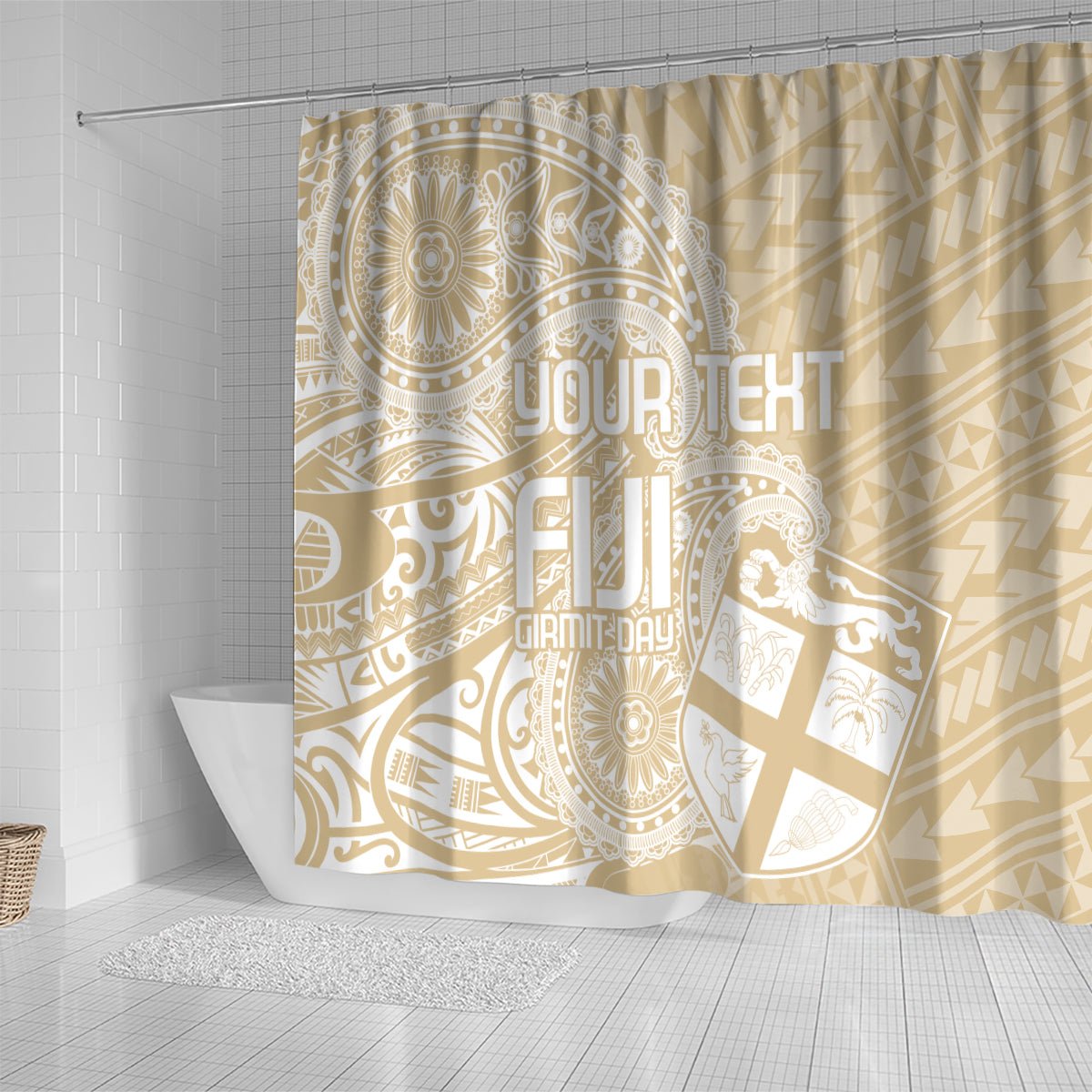 Custom Indo Fijians Shower Curtain Fiji ke Hindustani Polyneisan Paisley Beige Style LT9 - Polynesian Pride