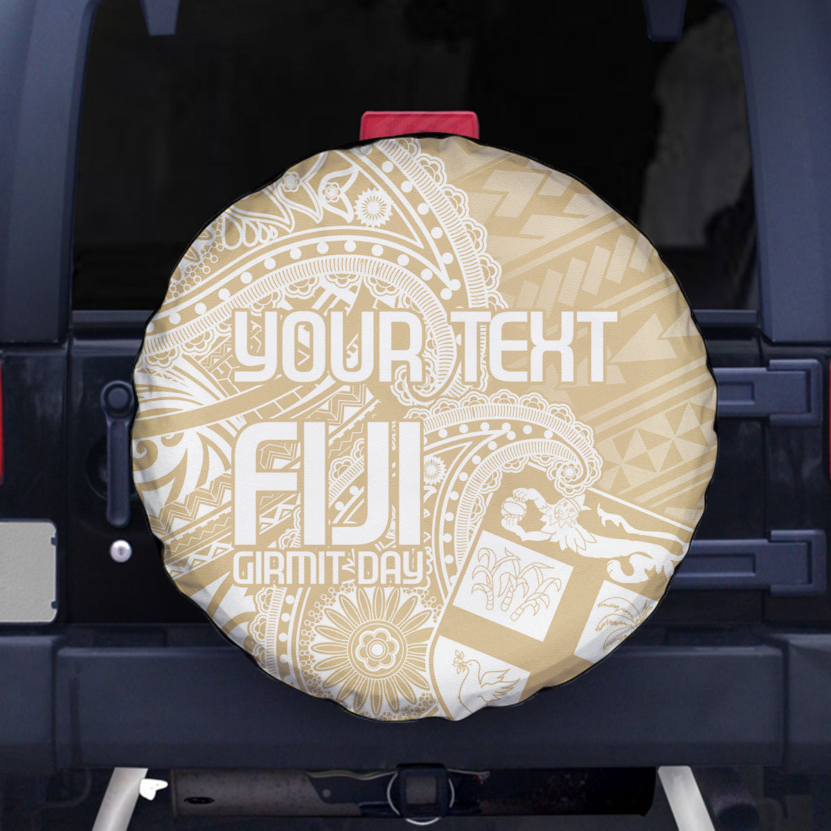 Custom Indo Fijians Spare Tire Cover Fiji ke Hindustani Polyneisan Paisley Beige Style LT9 - Polynesian Pride