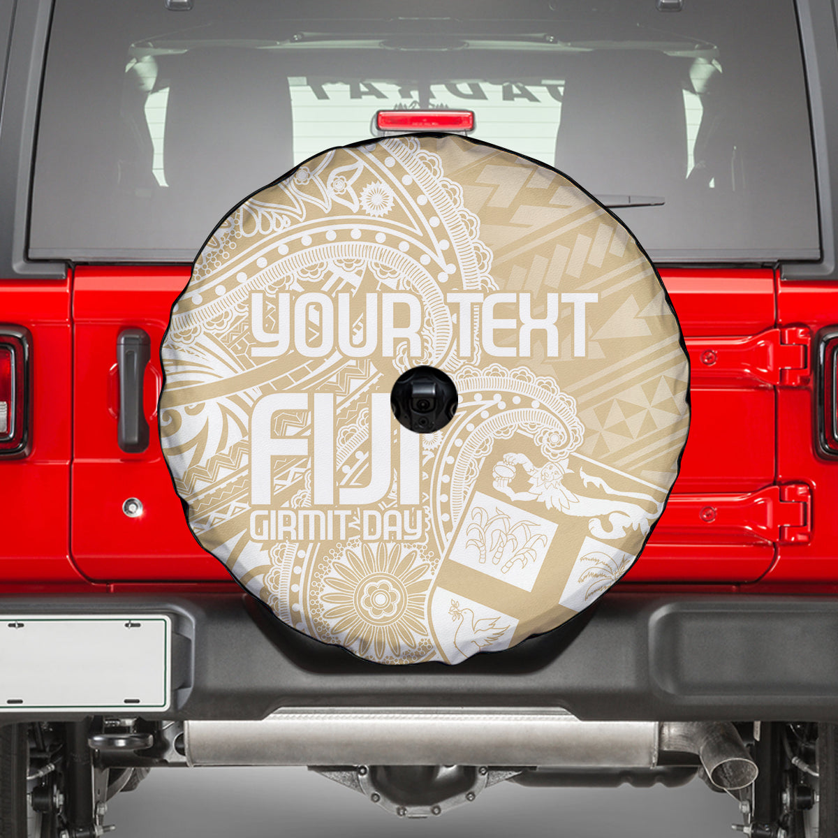 Custom Indo Fijians Spare Tire Cover Fiji ke Hindustani Polyneisan Paisley Beige Style LT9 - Polynesian Pride