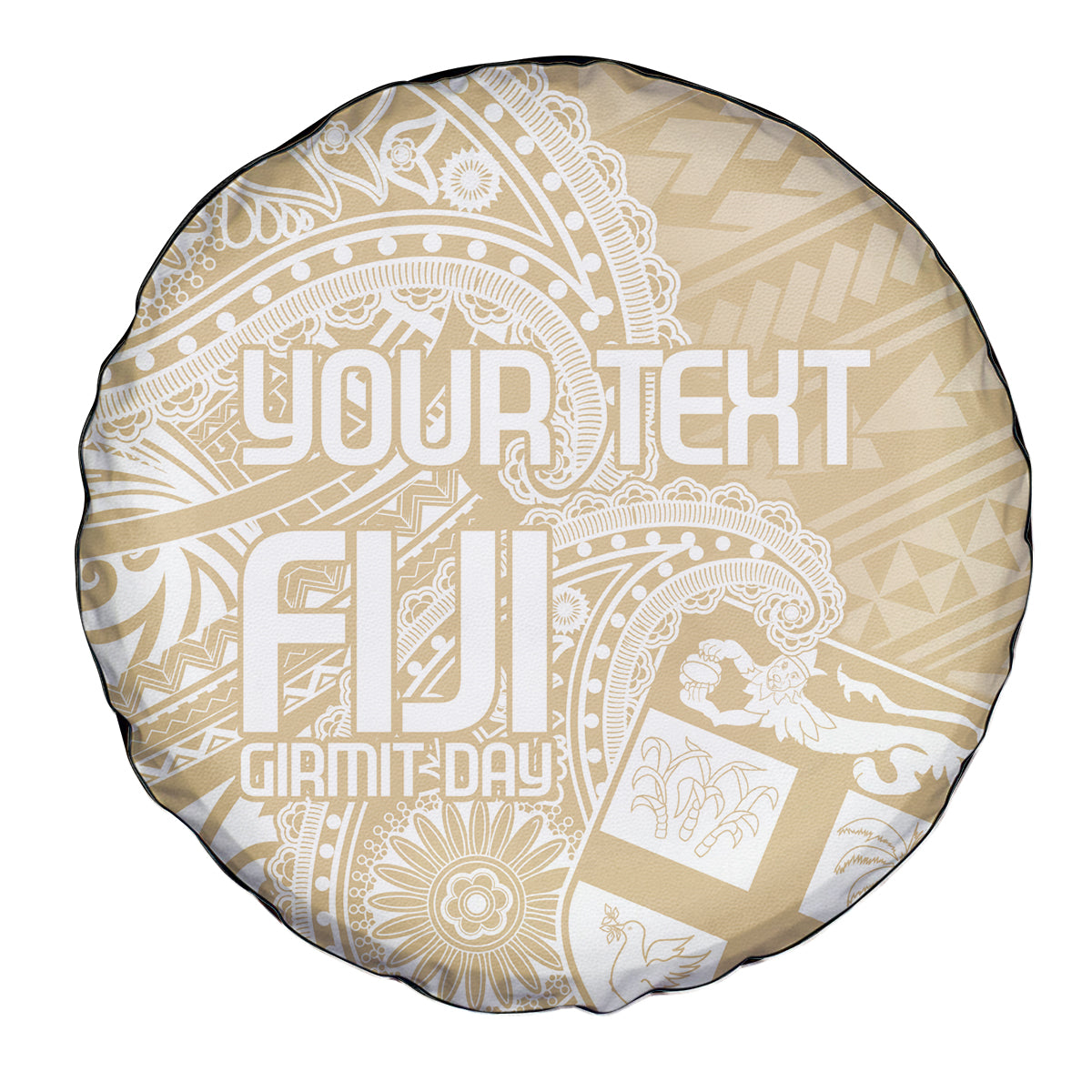 Custom Indo Fijians Spare Tire Cover Fiji ke Hindustani Polyneisan Paisley Beige Style LT9 - Polynesian Pride