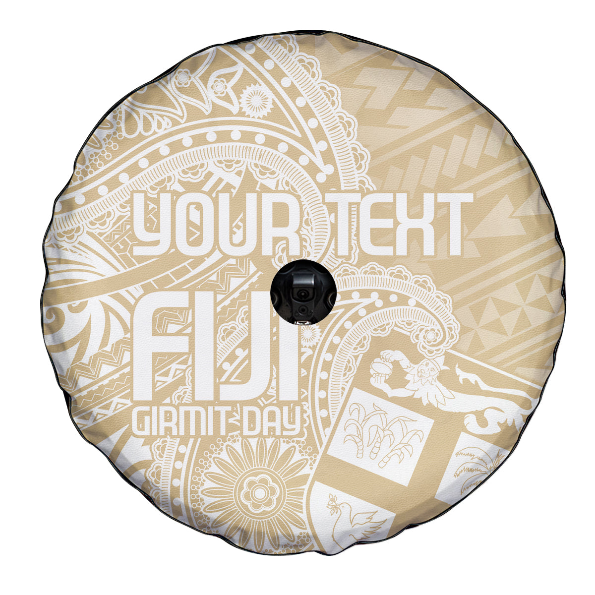 Custom Indo Fijians Spare Tire Cover Fiji ke Hindustani Polyneisan Paisley Beige Style LT9 - Polynesian Pride