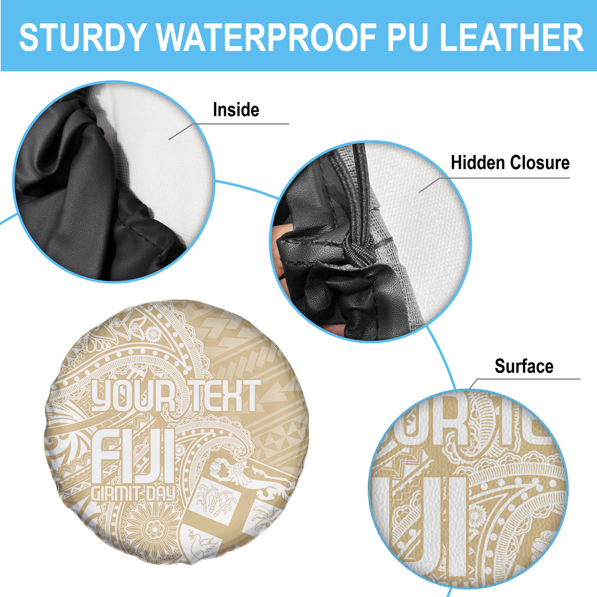 Custom Indo Fijians Spare Tire Cover Fiji ke Hindustani Polyneisan Paisley Beige Style LT9 - Polynesian Pride