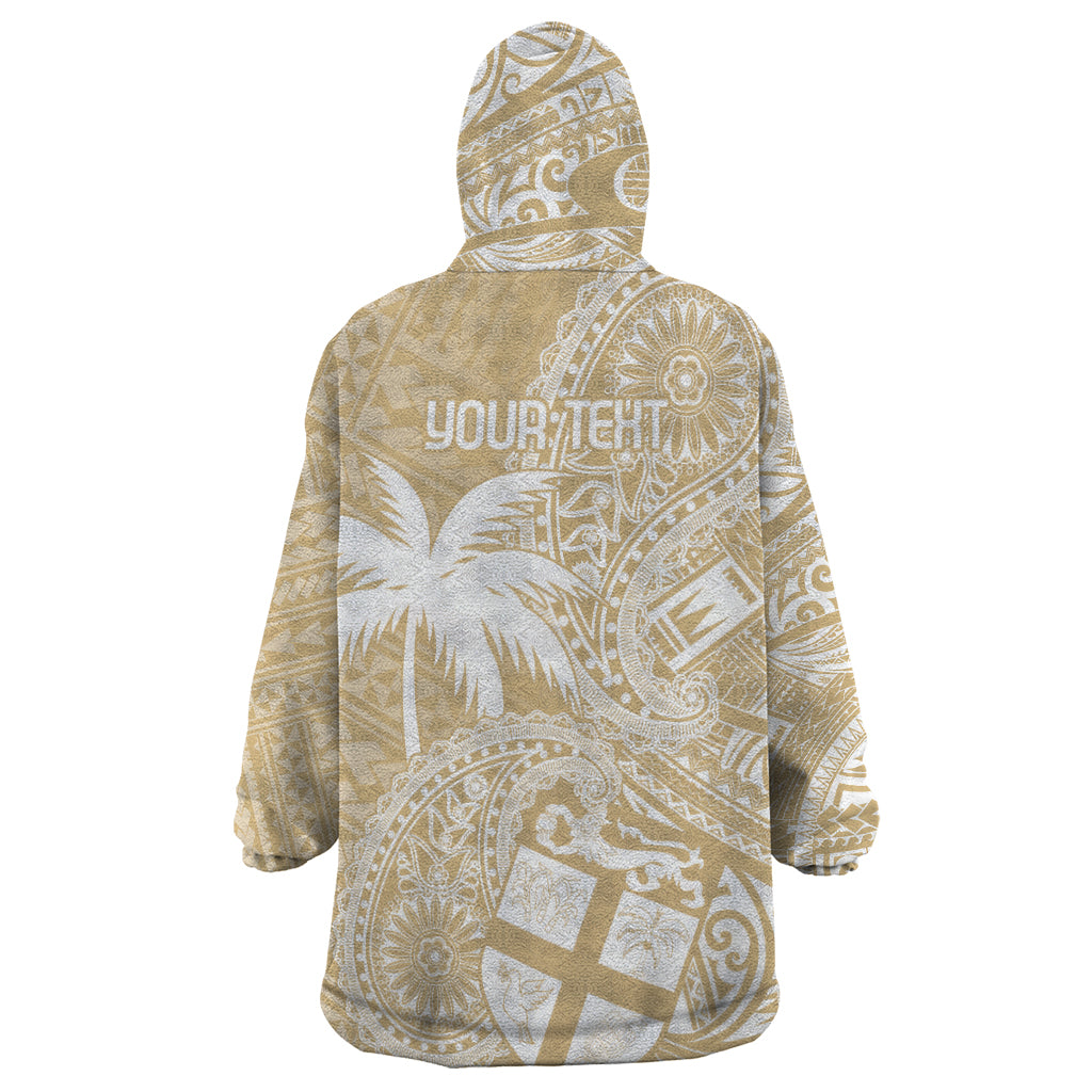 Custom Indo Fijians Wearable Blanket Hoodie Fiji ke Hindustani Polyneisan Paisley Beige Style LT9 - Polynesian Pride