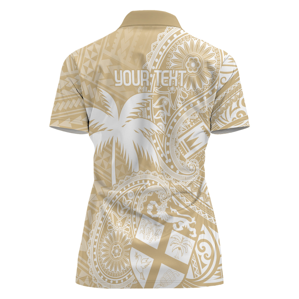 Custom Indo Fijians Women Polo Shirt Fiji ke Hindustani Polyneisan Paisley Beige Style LT9 - Polynesian Pride