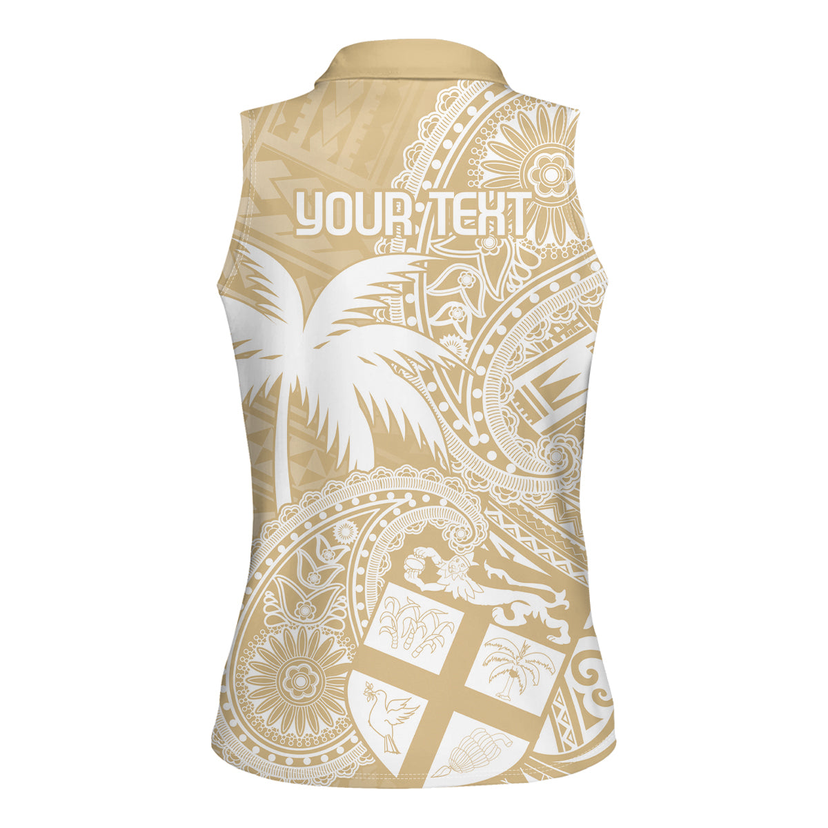Custom Indo Fijians Women Sleeveless Polo Shirt Fiji ke Hindustani Polyneisan Paisley Beige Style LT9 - Polynesian Pride