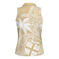 Custom Indo Fijians Women Sleeveless Polo Shirt Fiji ke Hindustani Polyneisan Paisley Beige Style LT9 - Polynesian Pride