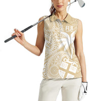 Custom Indo Fijians Women Sleeveless Polo Shirt Fiji ke Hindustani Polyneisan Paisley Beige Style LT9 - Polynesian Pride
