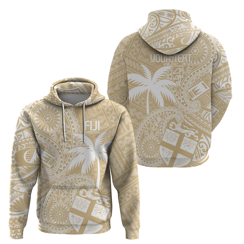 Custom Indo Fijians Zip Hoodie Fiji ke Hindustani Polyneisan Paisley Beige Style LT9 - Polynesian Pride