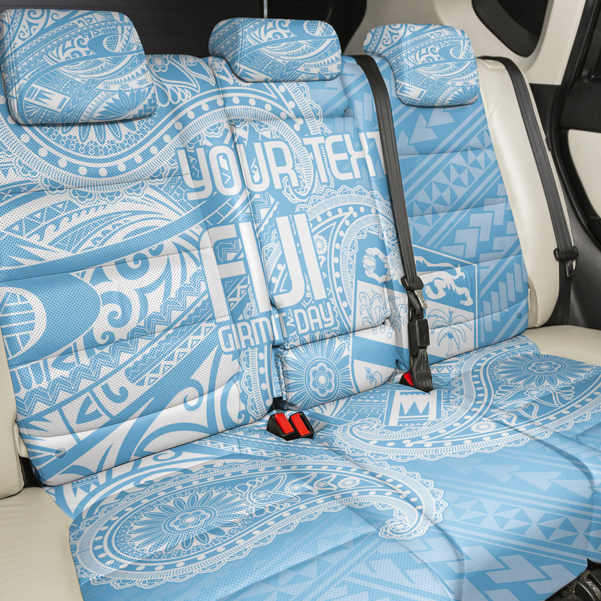 Custom Indo Fijians Back Car Seat Cover Fiji ke Hindustani Polyneisan Paisley Blue Style LT9 - Polynesian Pride