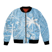 Custom Indo Fijians Bomber Jacket Fiji ke Hindustani Polyneisan Paisley Blue Style LT9 Unisex Blue - Polynesian Pride