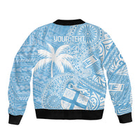 Custom Indo Fijians Bomber Jacket Fiji ke Hindustani Polyneisan Paisley Blue Style LT9 - Polynesian Pride