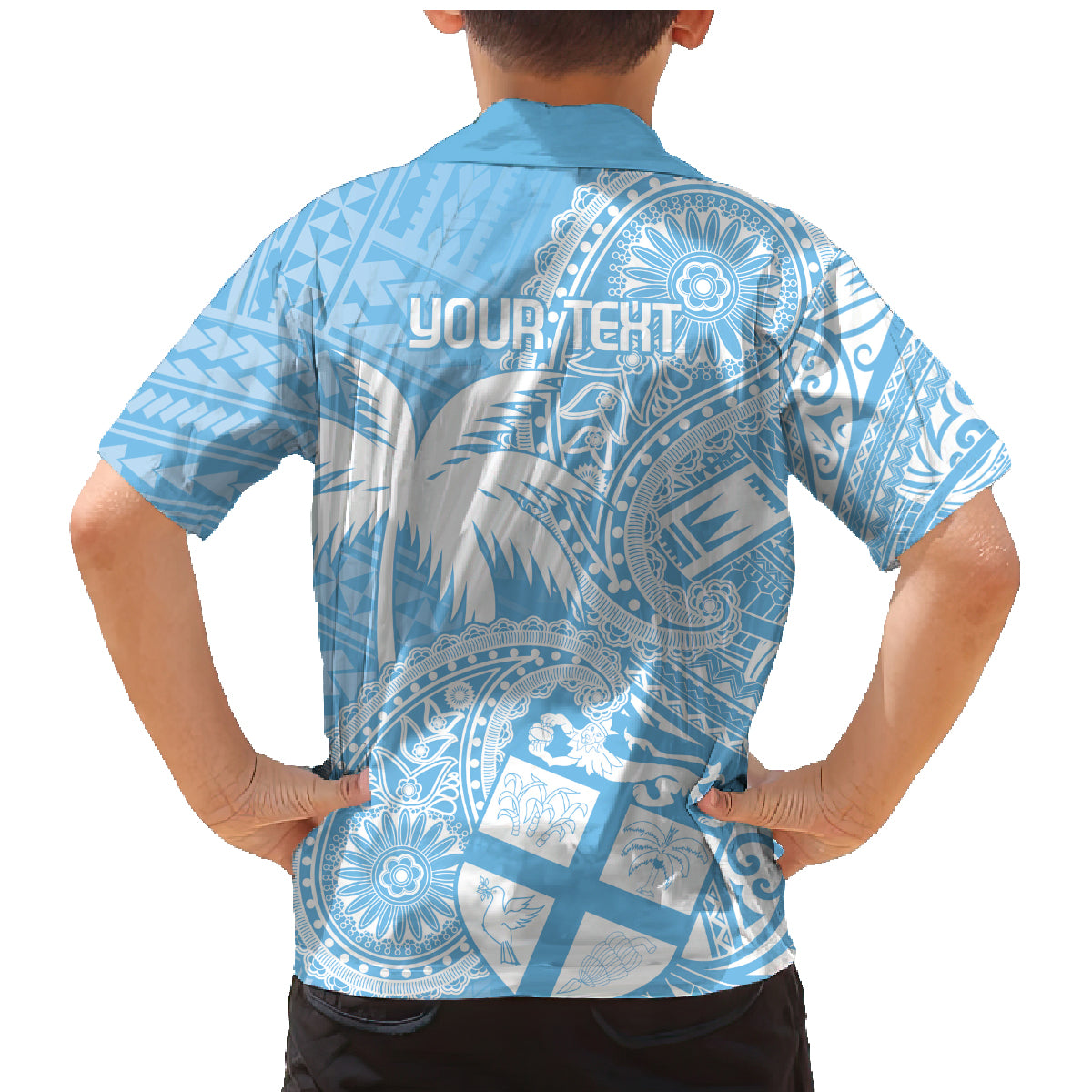 Custom Indo Fijians Family Matching Mermaid Dress and Hawaiian Shirt Fiji ke Hindustani Polyneisan Paisley Blue Style LT9 - Polynesian Pride