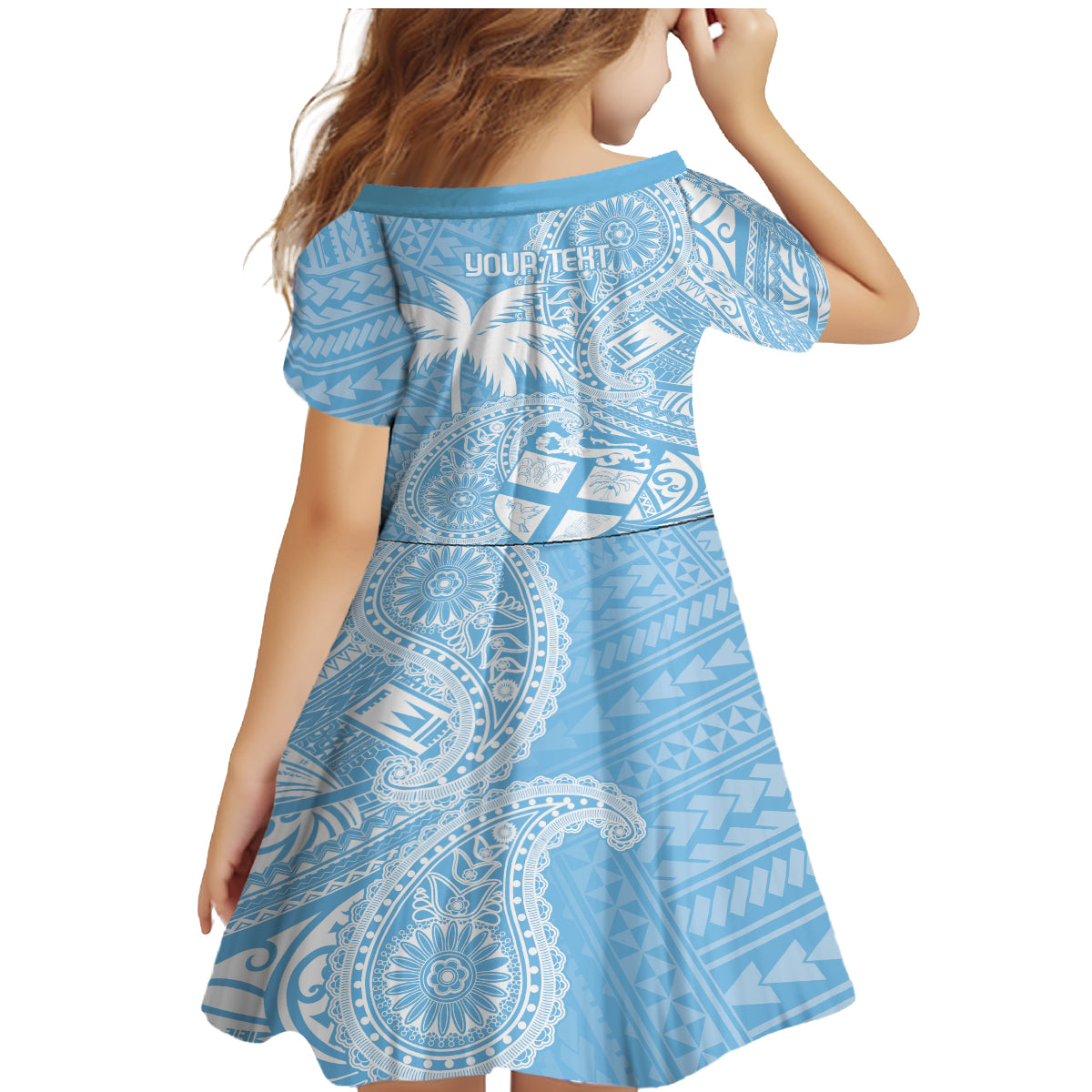 Custom Indo Fijians Family Matching Mermaid Dress and Hawaiian Shirt Fiji ke Hindustani Polyneisan Paisley Blue Style LT9 - Polynesian Pride