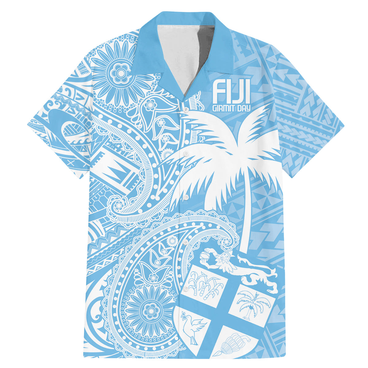Custom Indo Fijians Family Matching Mermaid Dress and Hawaiian Shirt Fiji ke Hindustani Polyneisan Paisley Blue Style LT9 Dad's Shirt - Short Sleeve Blue - Polynesian Pride