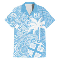Custom Indo Fijians Family Matching Mermaid Dress and Hawaiian Shirt Fiji ke Hindustani Polyneisan Paisley Blue Style LT9 Dad's Shirt - Short Sleeve Blue - Polynesian Pride