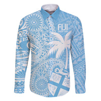 Custom Indo Fijians Family Matching Mermaid Dress and Hawaiian Shirt Fiji ke Hindustani Polyneisan Paisley Blue Style LT9 Dad's Shirt - Long Sleeve Blue - Polynesian Pride