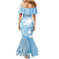 Custom Indo Fijians Family Matching Mermaid Dress and Hawaiian Shirt Fiji ke Hindustani Polyneisan Paisley Blue Style LT9 - Polynesian Pride