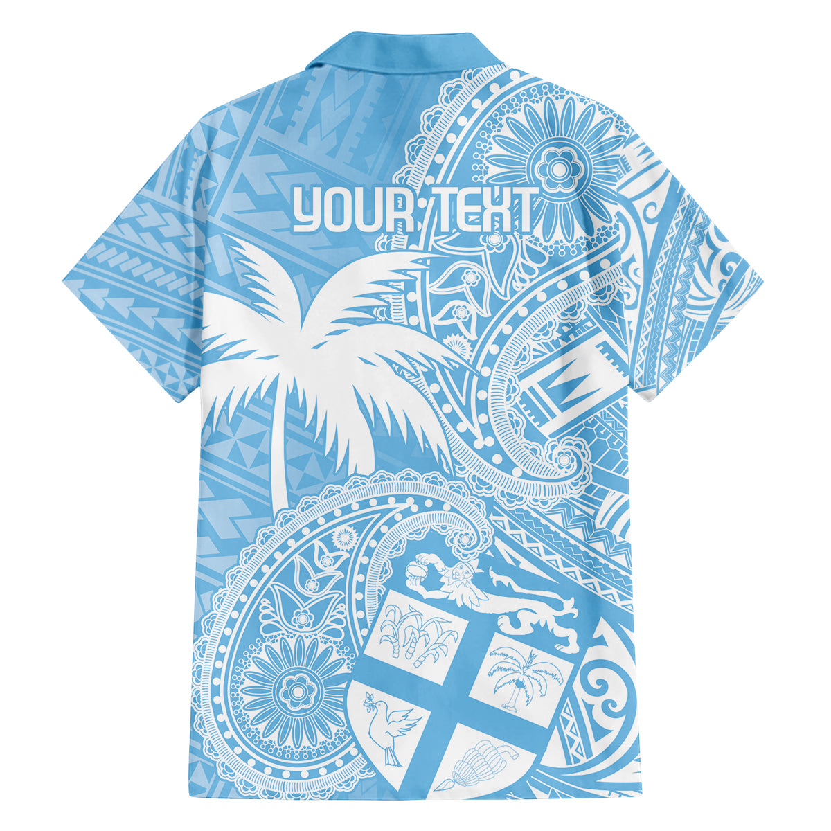 Custom Indo Fijians Family Matching Off Shoulder Short Dress and Hawaiian Shirt Fiji ke Hindustani Polyneisan Paisley Blue Style LT9 - Polynesian Pride