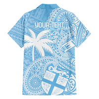 Custom Indo Fijians Family Matching Short Sleeve Bodycon Dress and Hawaiian Shirt Fiji ke Hindustani Polyneisan Paisley Blue Style LT9 - Polynesian Pride