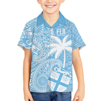 Custom Indo Fijians Family Matching Summer Maxi Dress and Hawaiian Shirt Fiji ke Hindustani Polyneisan Paisley Blue Style LT9 Son's Shirt Blue - Polynesian Pride