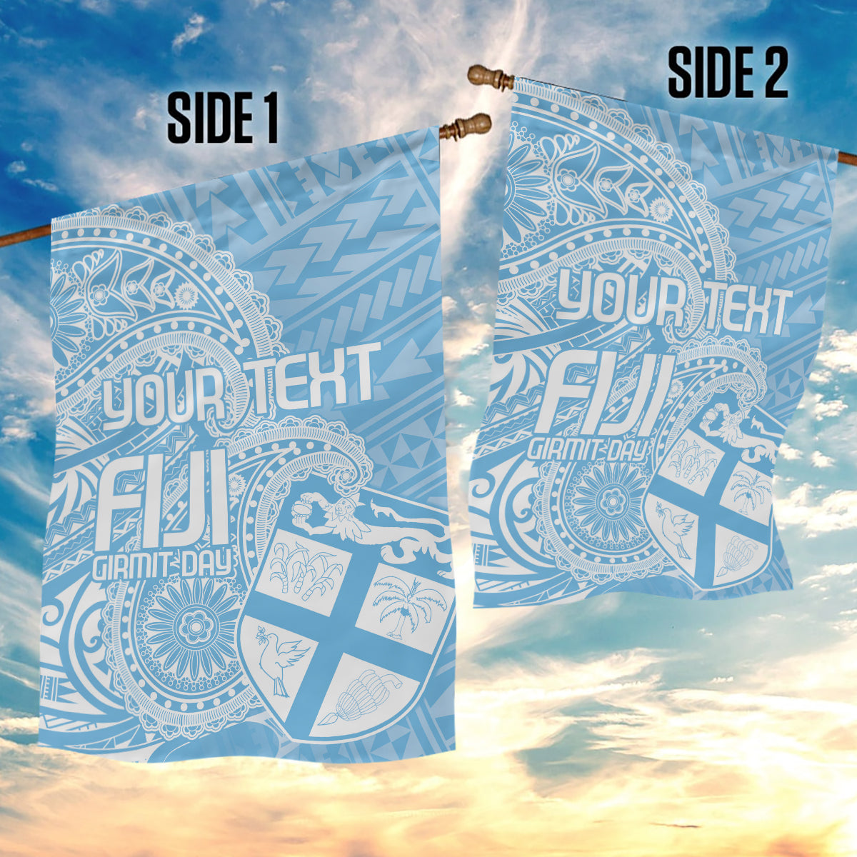 Custom Indo Fijians Garden Flag Fiji ke Hindustani Polyneisan Paisley Blue Style LT9 - Polynesian Pride