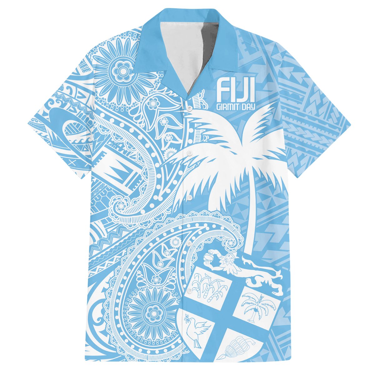 Custom Indo Fijians Hawaiian Shirt Fiji ke Hindustani Polyneisan Paisley Blue Style LT9 Blue - Polynesian Pride