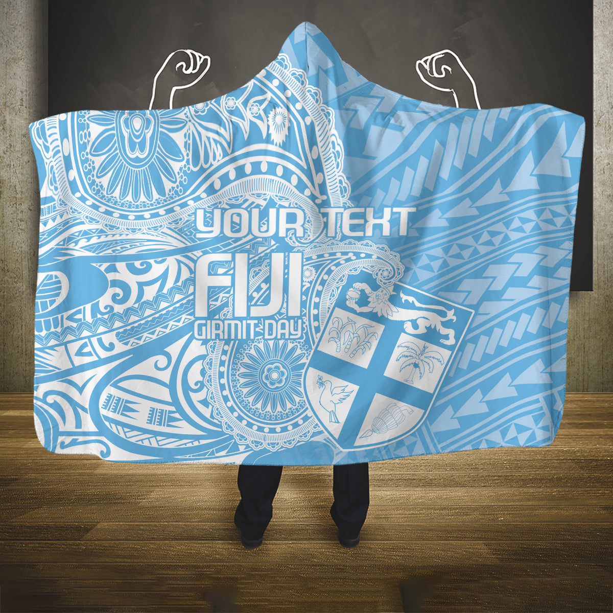 Custom Indo Fijians Hooded Blanket Fiji ke Hindustani Polyneisan Paisley Blue Style LT9 One Size Blue - Polynesian Pride
