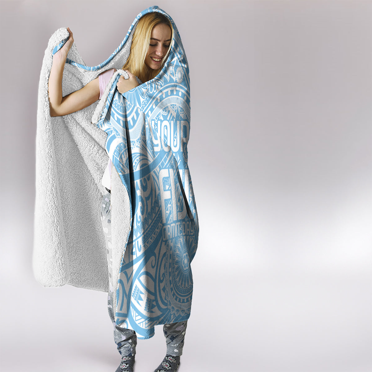 Custom Indo Fijians Hooded Blanket Fiji ke Hindustani Polyneisan Paisley Blue Style LT9 - Polynesian Pride