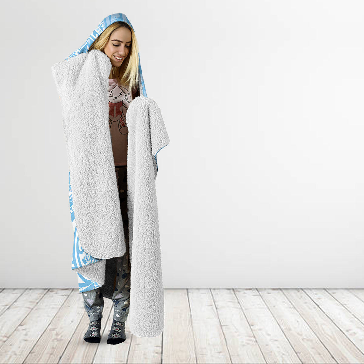 Custom Indo Fijians Hooded Blanket Fiji ke Hindustani Polyneisan Paisley Blue Style LT9 - Polynesian Pride