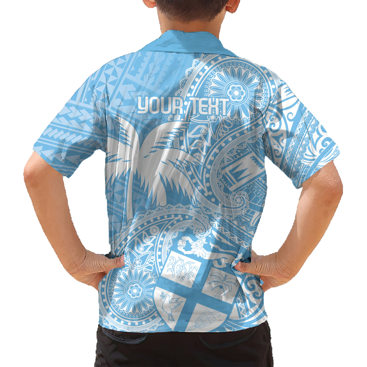 Custom Indo Fijians Kid Hawaiian Shirt Fiji ke Hindustani Polyneisan Paisley Blue Style LT9 - Polynesian Pride