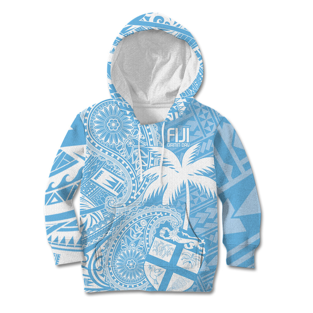 Custom Indo Fijians Kid Hoodie Fiji ke Hindustani Polyneisan Paisley Blue Style LT9 Hoodie Blue - Polynesian Pride