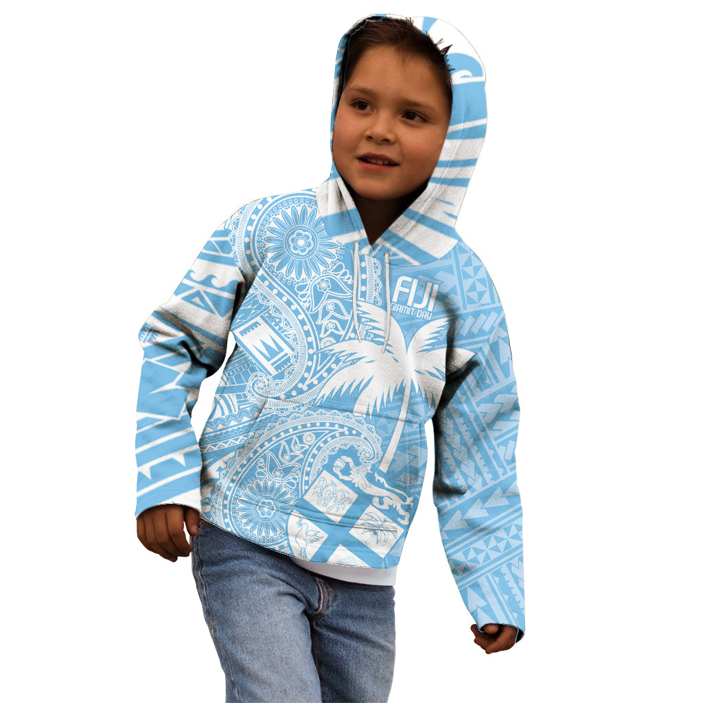 Custom Indo Fijians Kid Hoodie Fiji ke Hindustani Polyneisan Paisley Blue Style LT9 - Polynesian Pride
